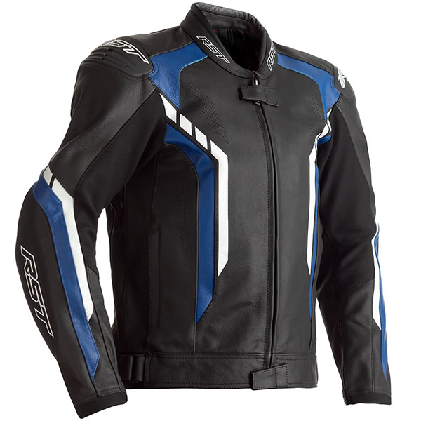 RST Axis CE Leather Jacket Black Blue White FREE UK DELIVERY