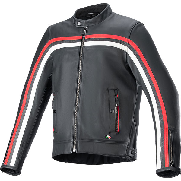 Alpinestars Dyno Leather Jacket - Black / Ruby Red / Ecru - FREE UK ...