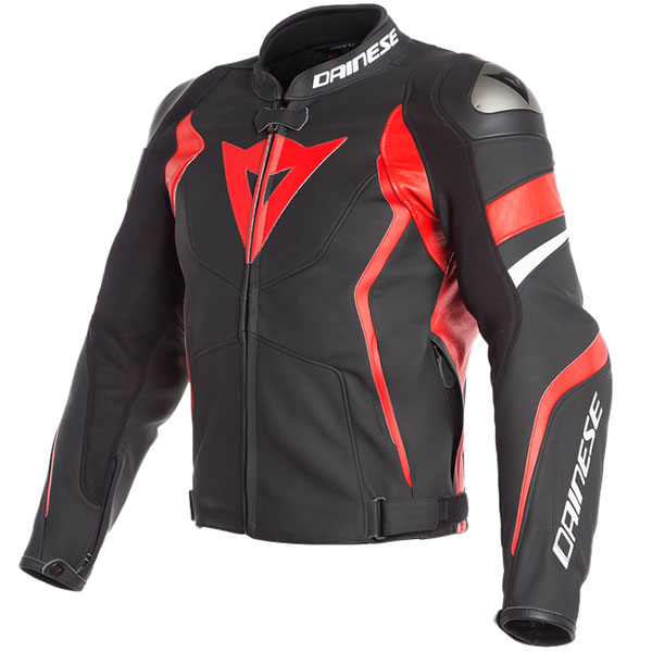 Image of Dainese Avro 4 Leather Jacket - Matt Black / Lava Red / White