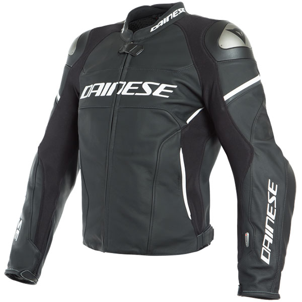 Image of Dainese Racing 3 D-Air Leather Jacket - Black / Black / White