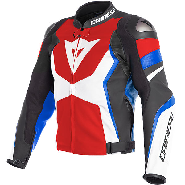 Image of Dainese Avro 4 Leather Jacket - Lava Red / White / Azzurro-S