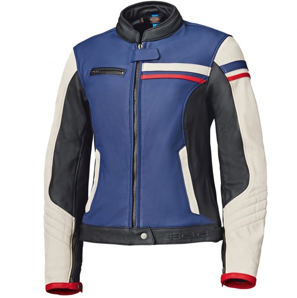 Blue and white 2024 leather motorcycle jacket