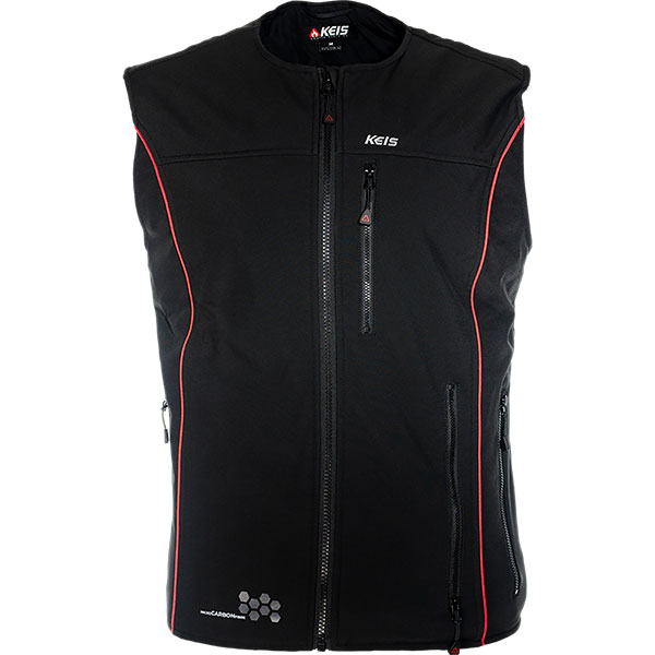 Keis V501RP Premium Heated Vest Black Red FREE UK DELIVERY