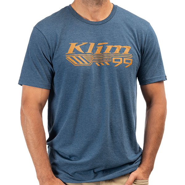 Klim Foundation Tri-Blend T-Shirt - Heathered Neptune / Golden Brown ...