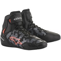 Alpinestars Faster-3 Shoes - Black / Grey / Camo / Red Fluo