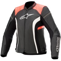 Alpinestars Stella Kira V2 Leather Jacket - Black / Coral