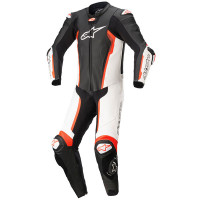 Alpinestars Missile V2 One Piece Leather Suit - Black / White / Red Fluo