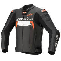 Alpinestars Missile V2 Ignition Leather Jacket - Black / Red Fluo