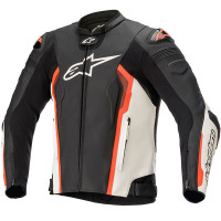 Alpinestars Missile V2 Leather Jacket - Black / White / Red Fluo