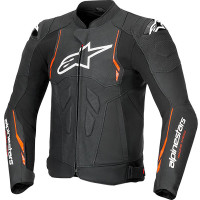 Alpinestars Dusk Airflow Leather Jacket - Black / Fluo Red