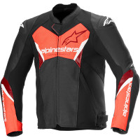 Alpinestars Faster V3 Airflow Leather Jacket - Black / Fluo Red