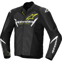 Alpinestars Faster V3 Airflow Leather Jacket - Black / White / Yellow Fluo