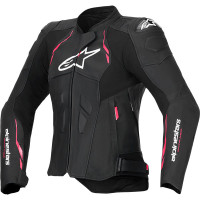 Alpinestars Stella Dusk Leather Jacket - Black / Diva Pink / White