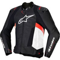 Alpinestars Missile V3 Leather Jacket - Black / White / Red Fluo