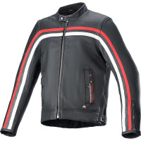 Alpinestars Dyno Leather Jacket - Black / Ruby Red / Ecru