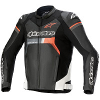 Alpinestars GP Force Airflow Leather Jacket - Black / White / Red Fluo