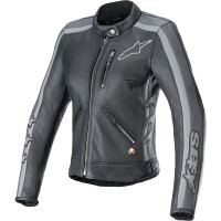 Alpinestars Stella Dyno Leather Jacket - Black / Tar Grey / Dark Grey