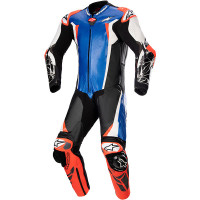 Alpinestars Racing Absolute V2 One Piece Leather Suit - Metallic Blue / Black / White / Fluo Red 