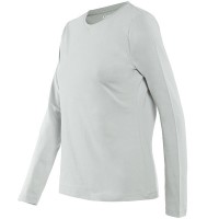 Dainese Ladies Paddock Long Sleeve T-Shirt - Glacier Grey / Lava Red