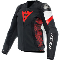 Dainese Avro 5 Leather Jacket - Black / Lava Red / White