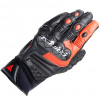 Dainese Carbon 4 Short Leather Gloves - Black / Fluo Red