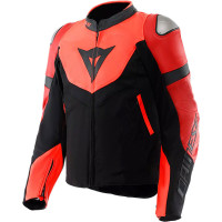 Dainese Iperattiva Leather-Tex Jacket - Fluo Red / Black