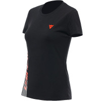 Dainese Ladies Logo T-Shirt - Black / Fluo Red