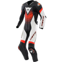 Dainese Laguna Seca 6 Perforated One Piece Leather Suit - Black / White / Fluo Red