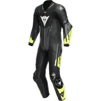 Dainese Misano 3 D-Air Perforated Leather 1 Piece Suit - Black / Anthracite / Fluo Yellow