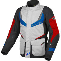 Macna Rancher Textile Jacket - Light Grey / Blue / Red