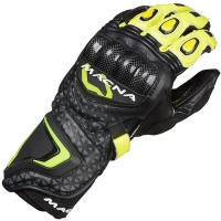 Macna Track R Leather Gloves - Black / Grey / Neon Yellow