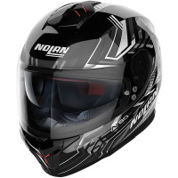 Nolan N80-8 N-Com - Turbulence Gloss Black / White