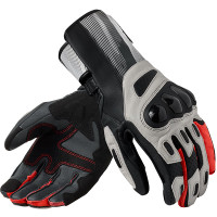 Rev'it Metis 2 Leather Gloves - Light Grey / Neon Red