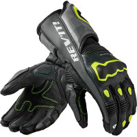 Rev'it Quantum 3 Leather Gloves - Grey / Neon Yellow