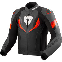 Rev'it Quantum 3 Leather Jacket - Black / Neon Red