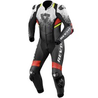 Rev'it Quantum 2 One Piece Leather Suit - White / Neon Red