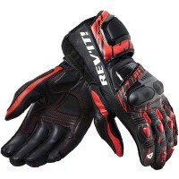 Rev'it Quantum 2 Leather Gloves - Neon Red / Black