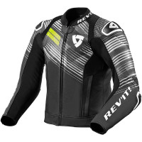 Rev'it Apex Leather Jacket - Black / Neon Yellow