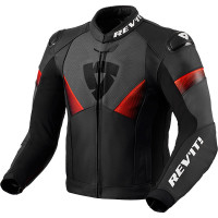 Rev'it Argon 2 Leather Jacket - Black / Neon Red