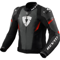 Rev'it Control Leather Jacket - Black / Neon Red