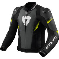 Rev'it Control Leather Jacket - Black / Neon Yellow