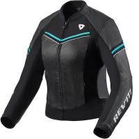 Rev'it Ladies Median Leather Jacket - Black / Turquoise