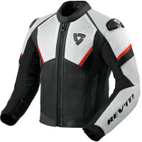 Rev'it Matador Leather Jacket - Black / Neon Red