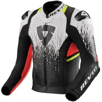 Rev'it Quantum 2 Pro Air Leather Jacket - White / Neon Red