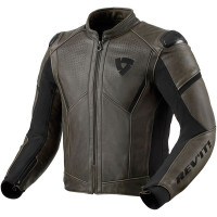 Rev'it Parallax Leather Jacket - Black / Olive