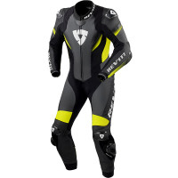 Rev'it Control One Piece Leather Suit - Black / Neon Yellow