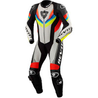 Rev'it Quantum 3 One Piece Leather Suit - Light Grey / Neon Yellow