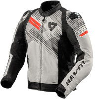 Rev'it Apex H2O Textile Jacket - Light Grey / Neon Red