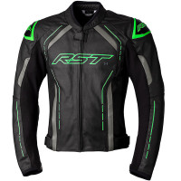 RST S-1 CE Leather Jacket - Black / Grey / Neon Green 