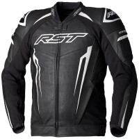 RST Tractech Evo 5 CE Leather Jacket - Black / White / Black